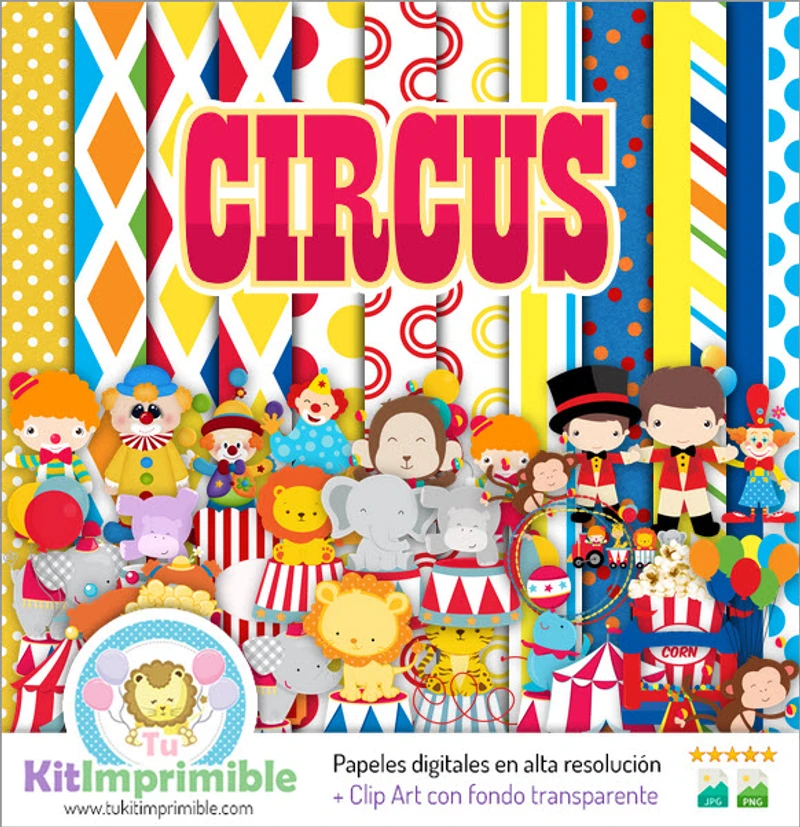 Kit Completo Circo Payasos Digital Decoración Fiestas - M6