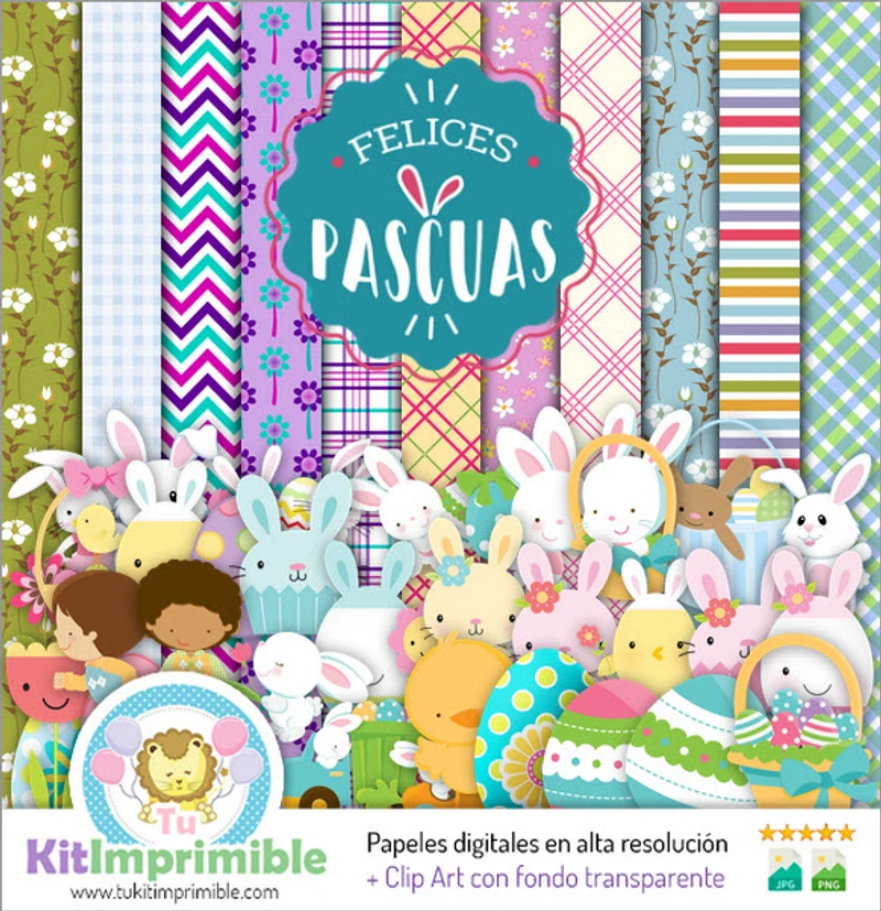 Kit Completo Conejo de Pascua Digital Decoración - M6