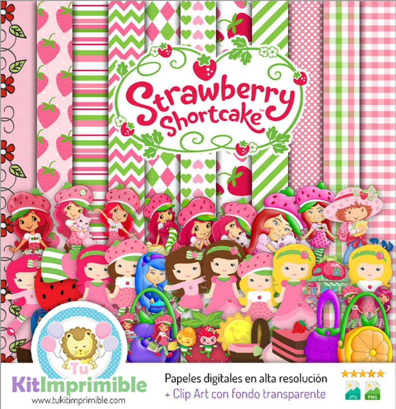 Kit completo de decoração digital para festa da Moranguinho - M6