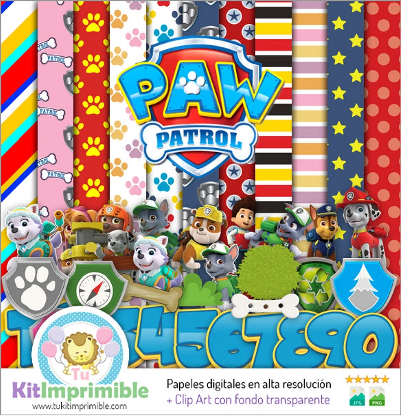 Kit completo de decoração digital para festa da Patrulha Canina - M6