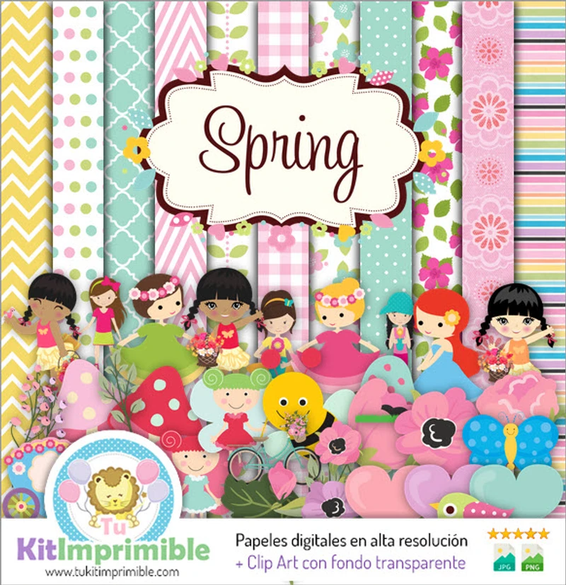 Kit completo de decoração digital para festa de primavera - M6