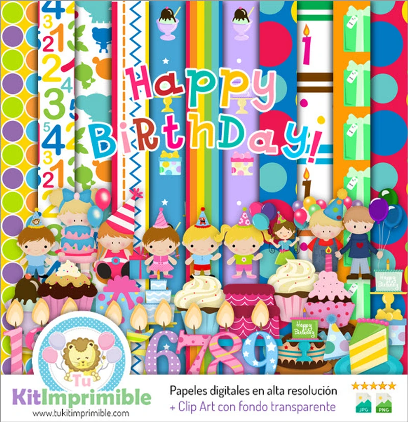 Kit completo di decorazioni digitali di buon compleanno - M6