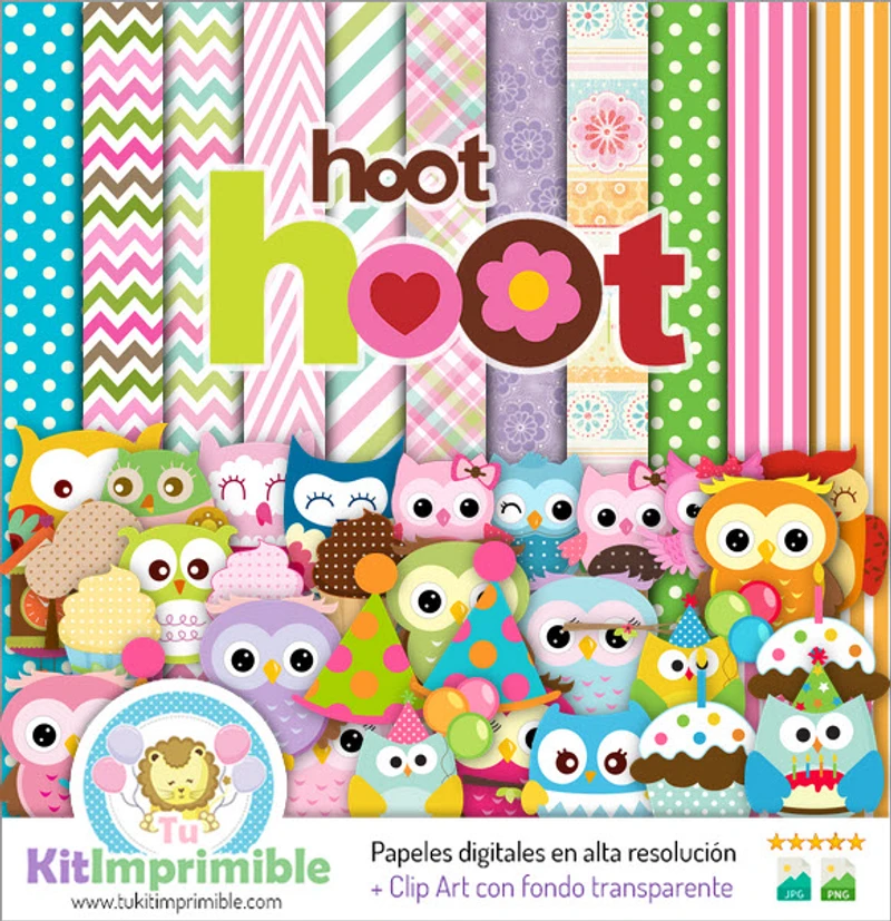 Kit completo di decorazioni digitali per feste a forma di gufo - M6