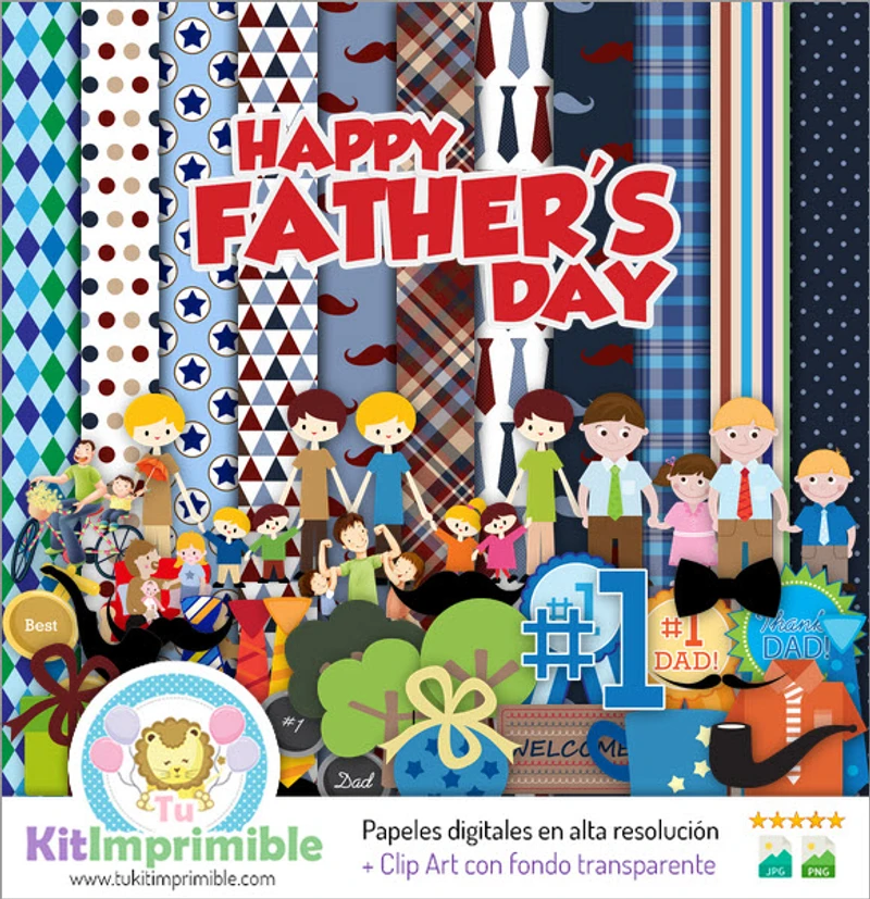 Kit completo di decorazioni digitali per la festa del papà - M6