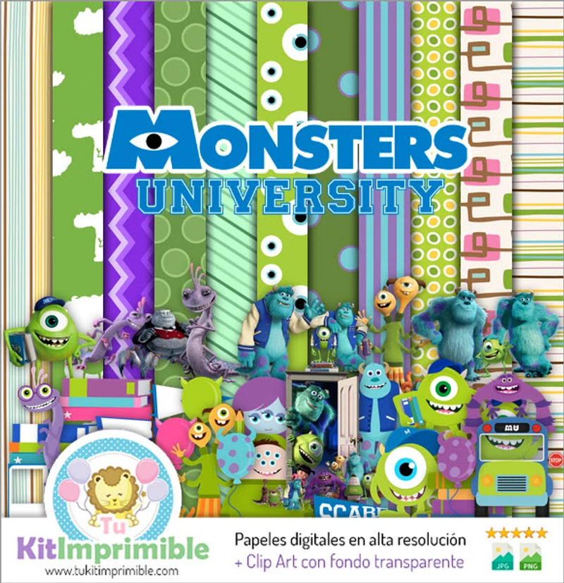 Kit completo di decorazioni digitali per la Monsters & Co. University - M6