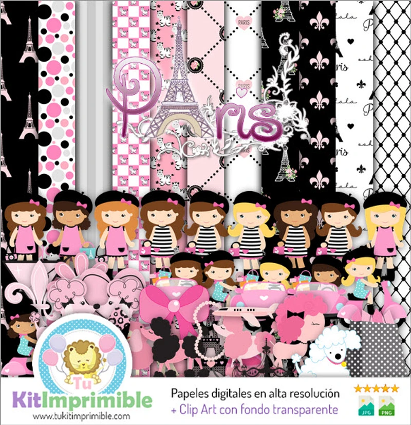 Kit Completo Paris Fashion Digital Decoración Fiestas - M6