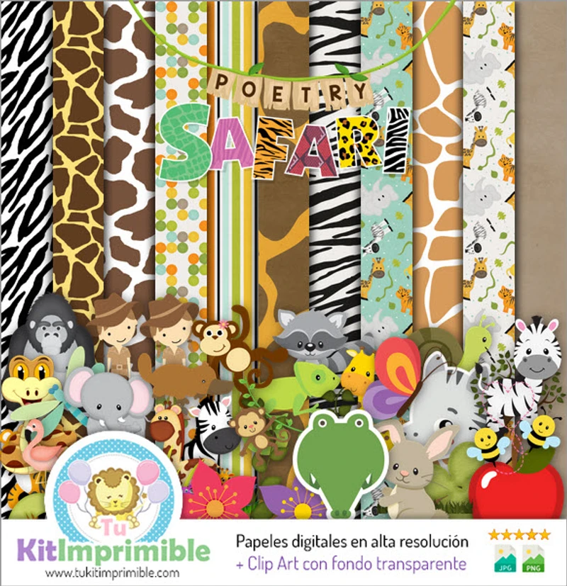 Kit completo safari digitale per decorazioni per feste per bambini - M6