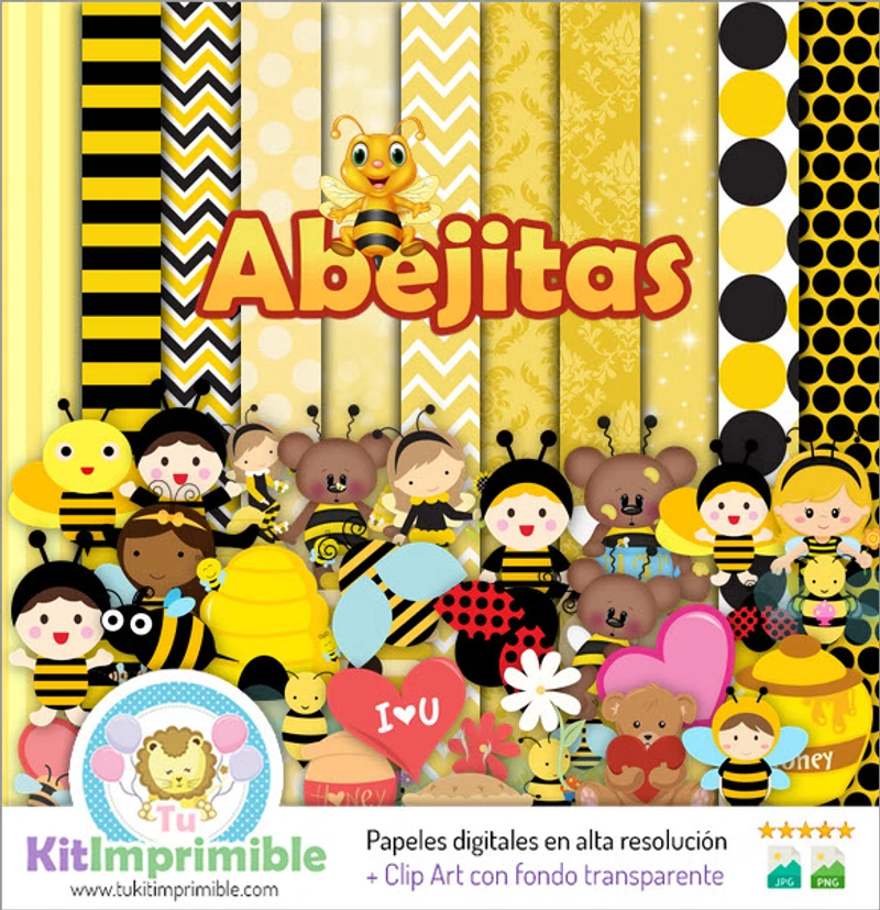 Kit d'abeilles numériques - Décors pour fêtes d'enfants - M2