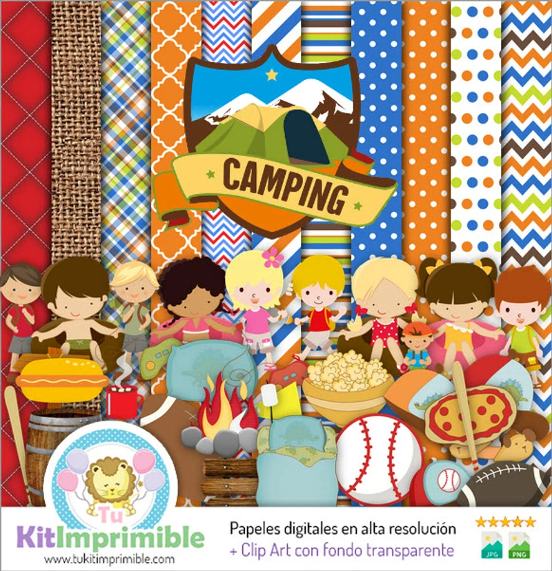 Kit da campeggio digitale Sfondi decorativi per feste - M2
