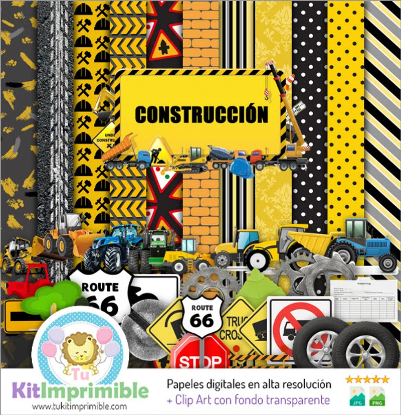 Kit de construção digital com fundos decorativos para festas - M2