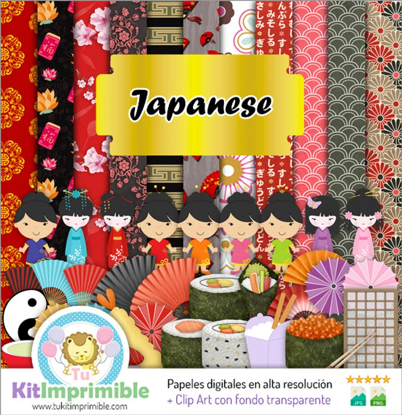 Kit de décor de fond numérique japonais pour fête - M2