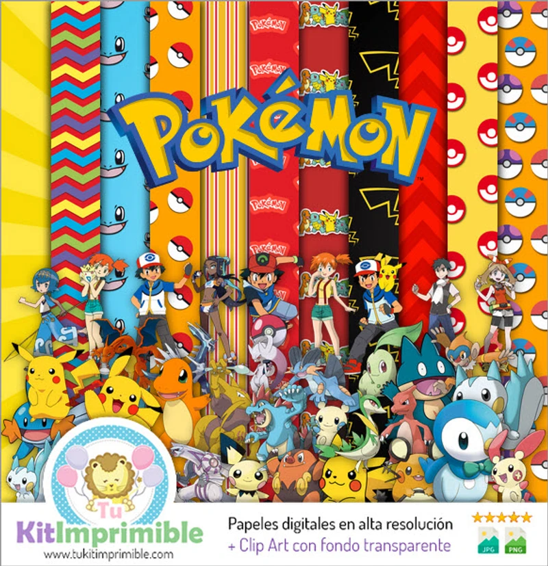 Kit de décor de fond numérique Pokémon pour fête - M2