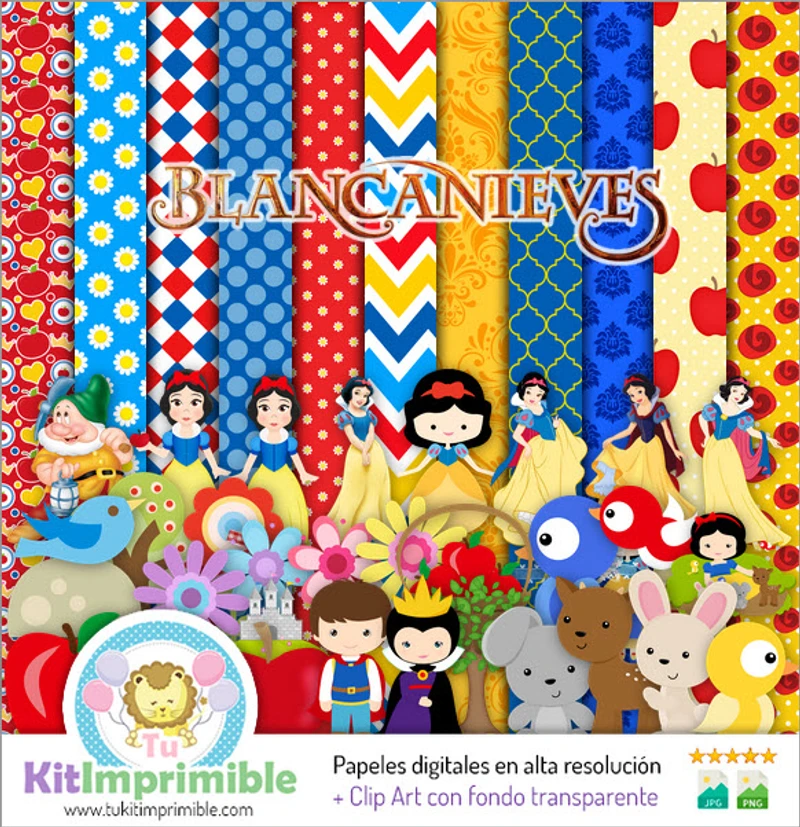 Kit de décor numérique Blanche-Neige pour fête - M2