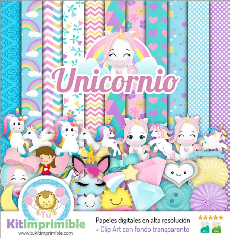 Kit de décor numérique licorne pour fête - M2