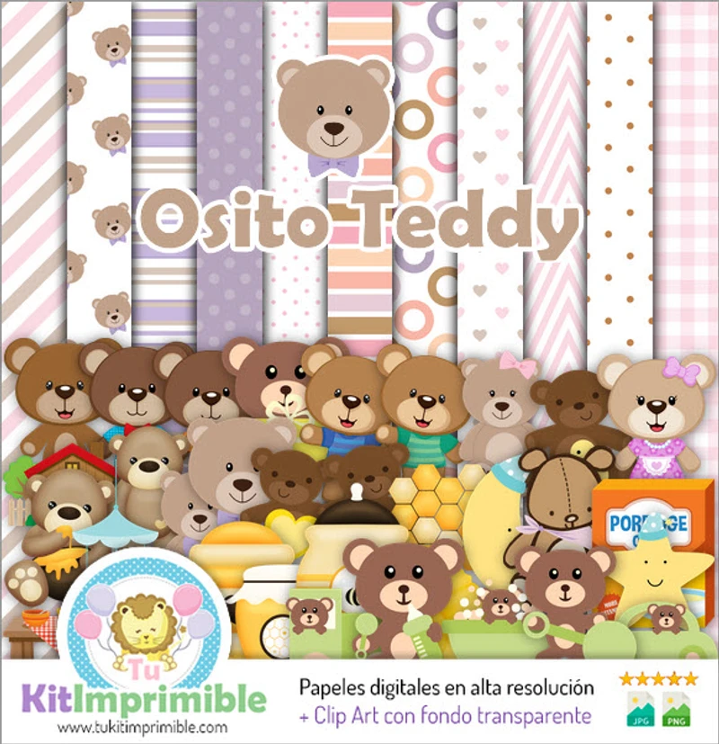 Kit de décor numérique pour fête ours en peluche - M2