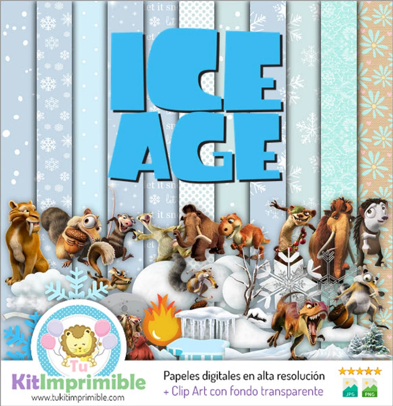 Kit de décor numérique pour fête sur le thème de l'Âge de Glace - M2