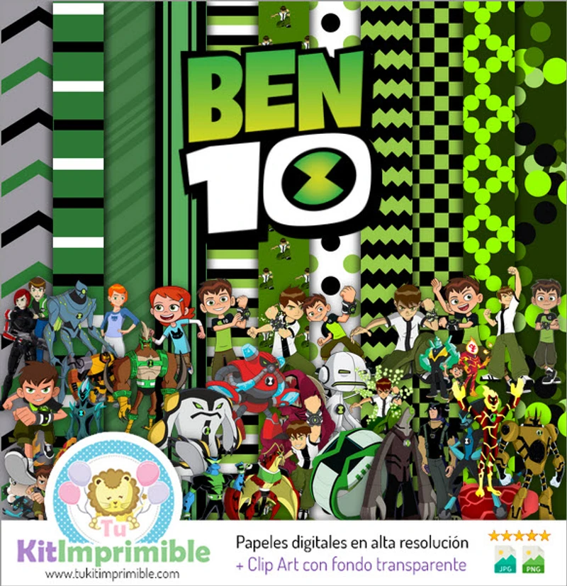 Kit de décors numériques Ben 10 pour fête - M2