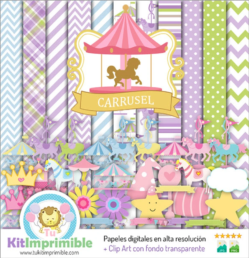 Kit de décors numériques pour carrousel, idéal pour les fêtes - M2