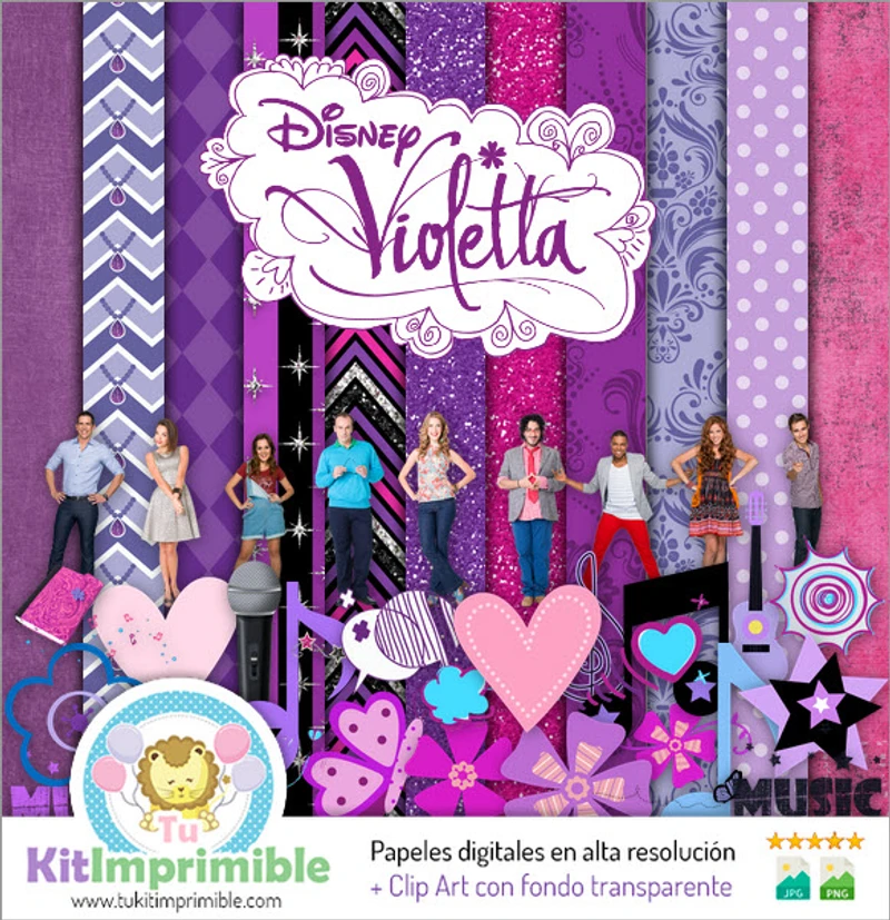 Kit de décors numériques violets pour fêtes - M2