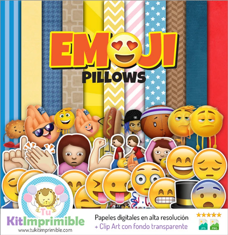 Kit de Emojis, Emoticons e Fundos Decorativos Digitais - M2