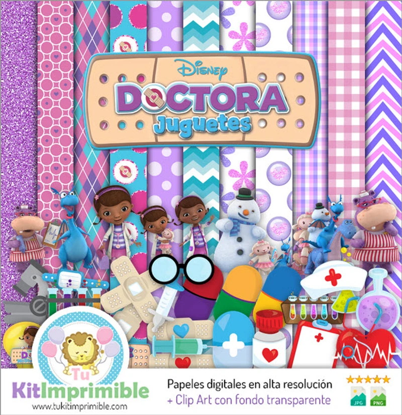 Kit de fond décoratif numérique Doc McStuffins - M2