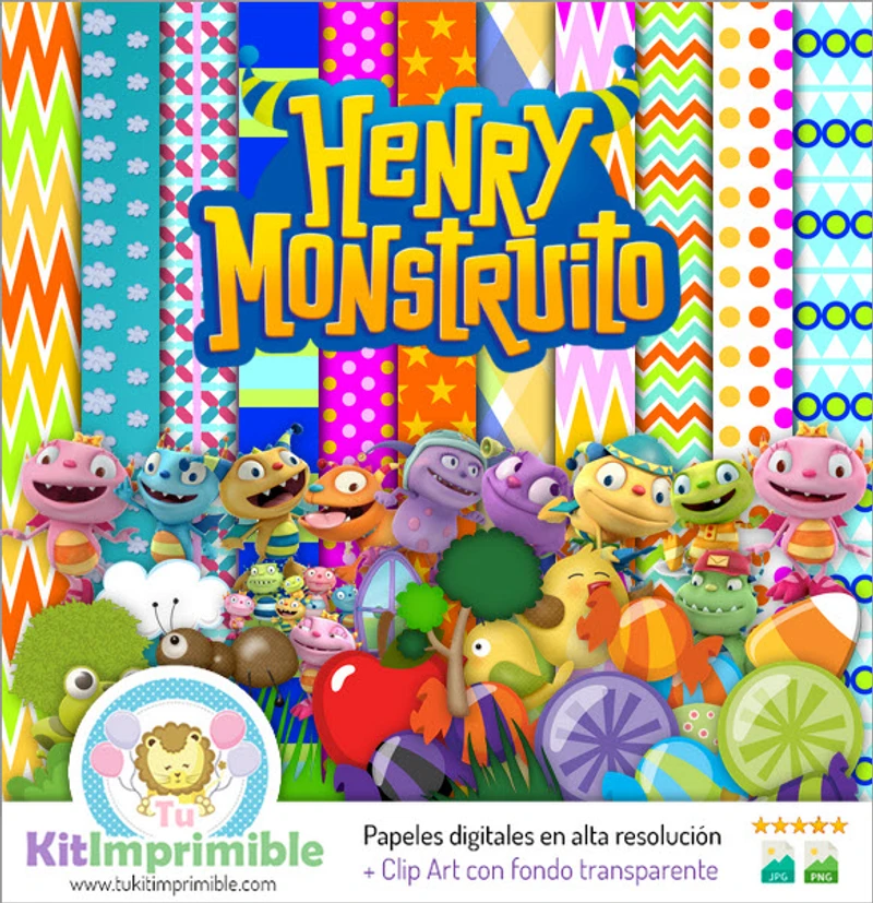 Kit de fond décoratif numérique Henry Little Monster - M2