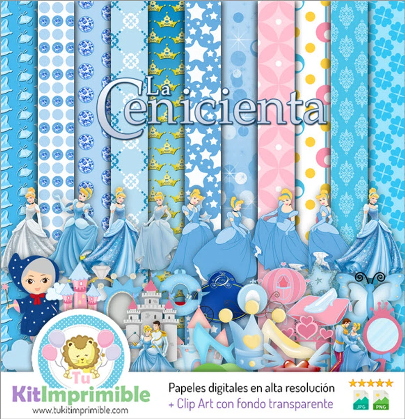 Kit de fond numérique Cendrillon pour fête - M2