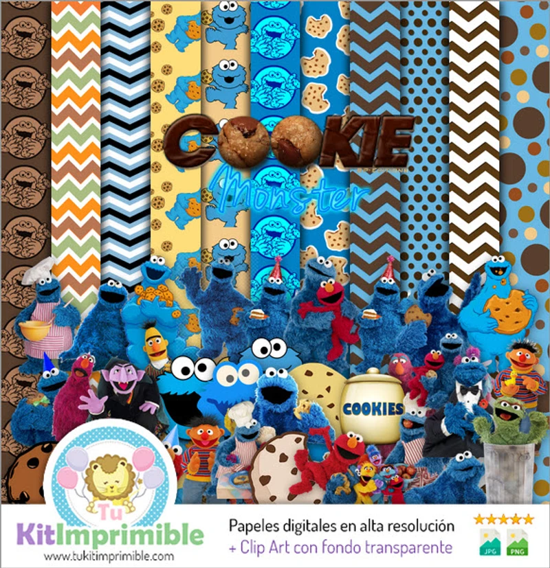 Kit de fond numérique Cookie Monster - M2