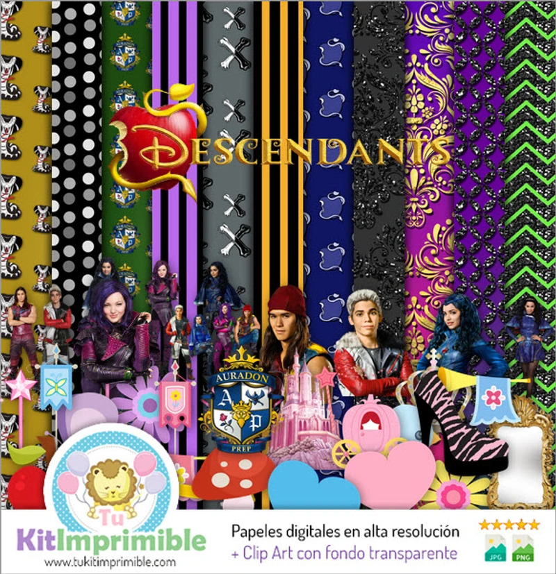 Kit de fond numérique Descendants pour fête - M2