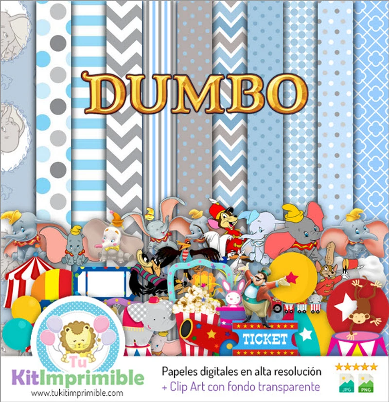 Kit de fond numérique Dumbo pour fête - M2