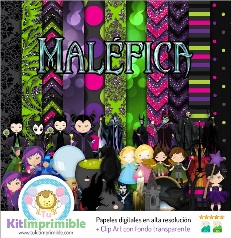 Kit de fond numérique Maléfique pour fête - M2