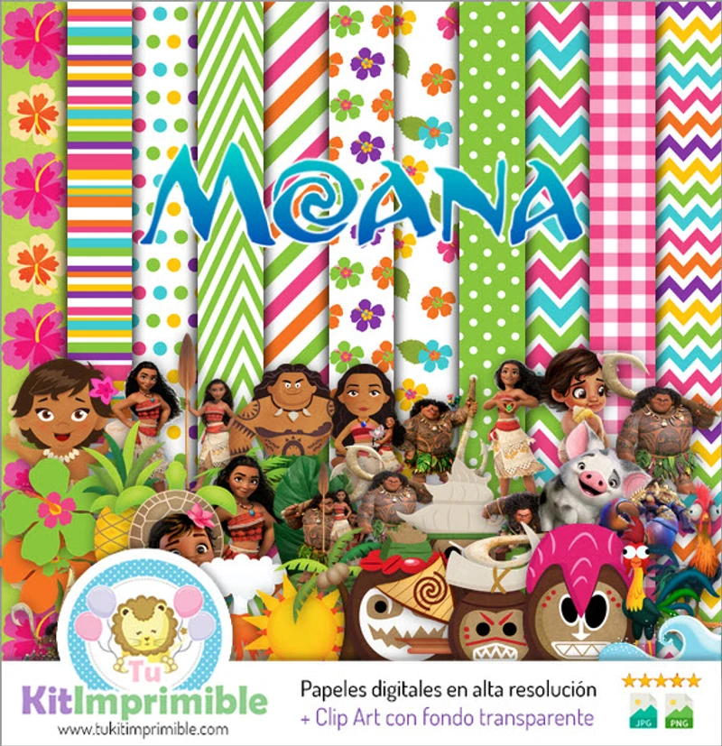 Kit de fond numérique Moana pour fête - M2