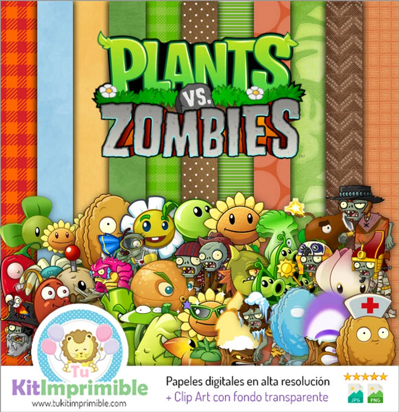 Kit de fond numérique Plants vs Zombies pour fête - M2