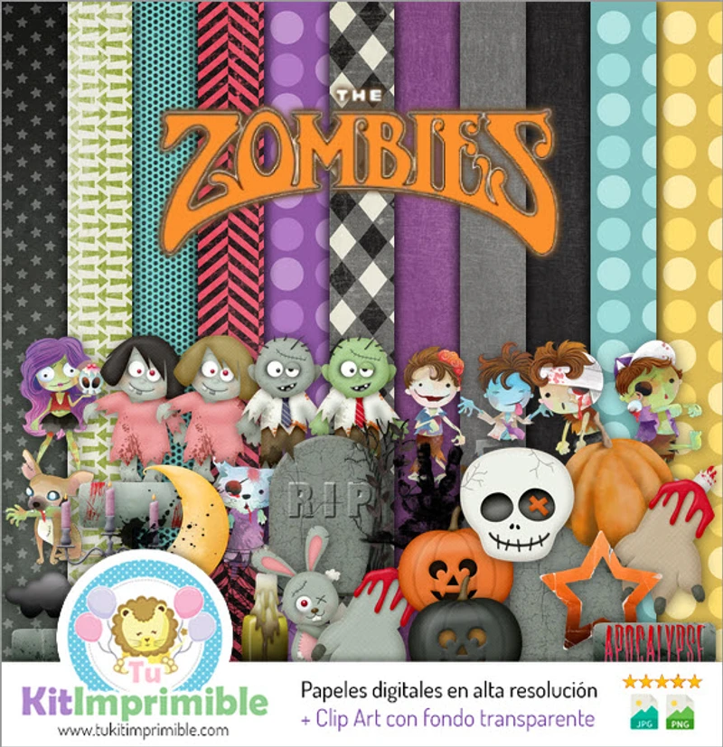 Kit de fond numérique pour fête zombie - M2
