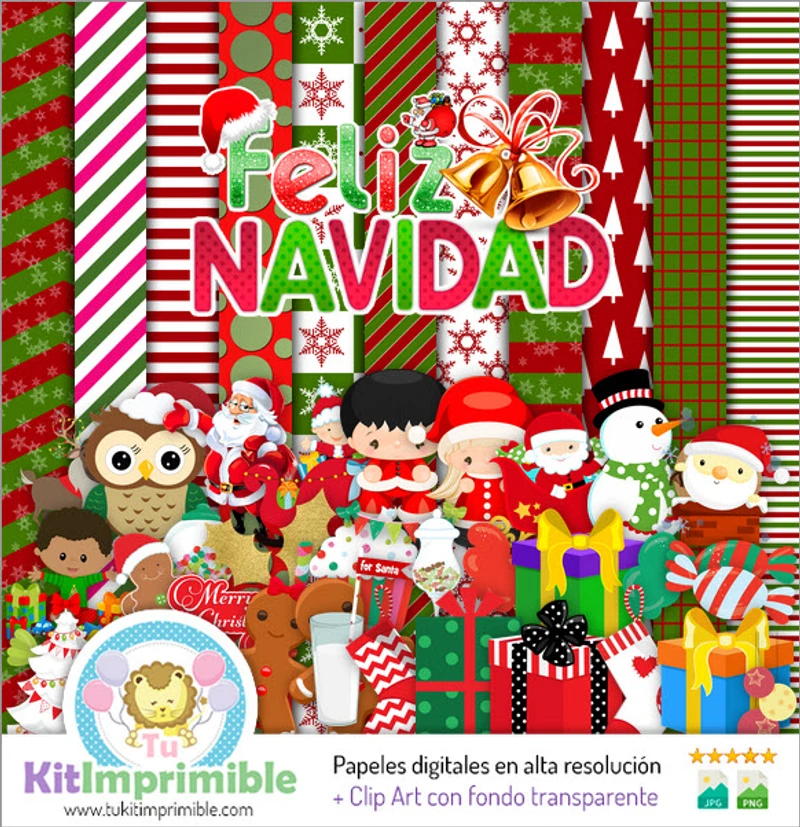 Kit de fonds décoratifs numériques Joyeux Noël - M2