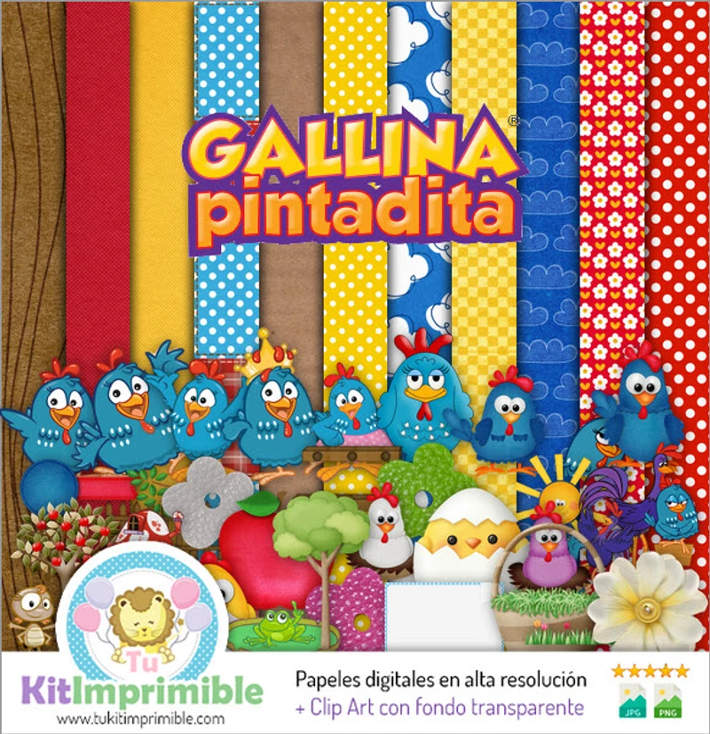 Kit de fonds décoratifs numériques Petite Poule Peinte - M2