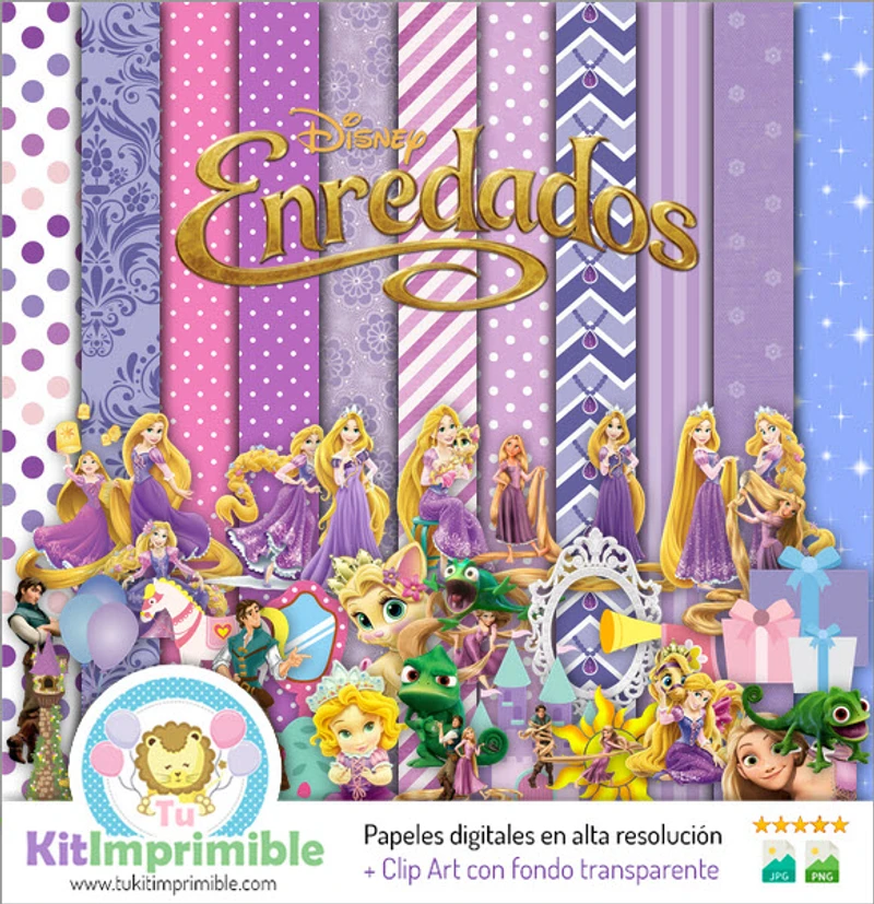 Kit de fonds décoratifs numériques Raiponce Princesse - M2