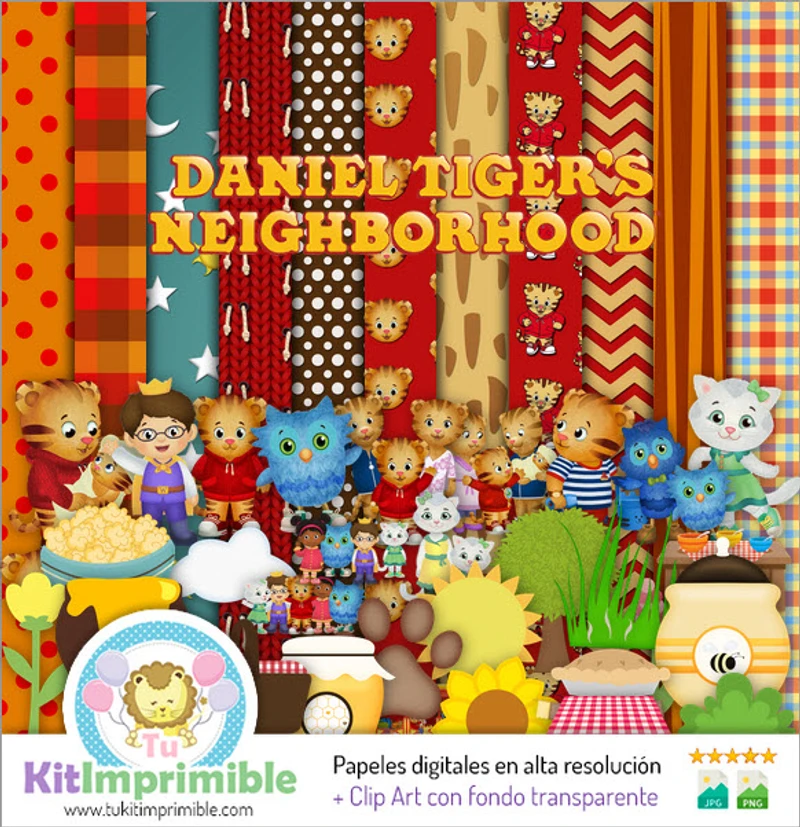 Kit de fundo decorativo digital Daniel Tiger - M2