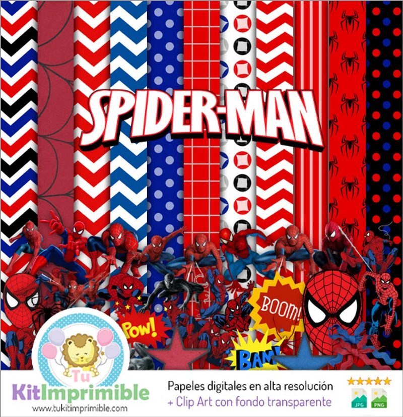 Kit de fundo decorativo digital do Homem-Aranha - M2