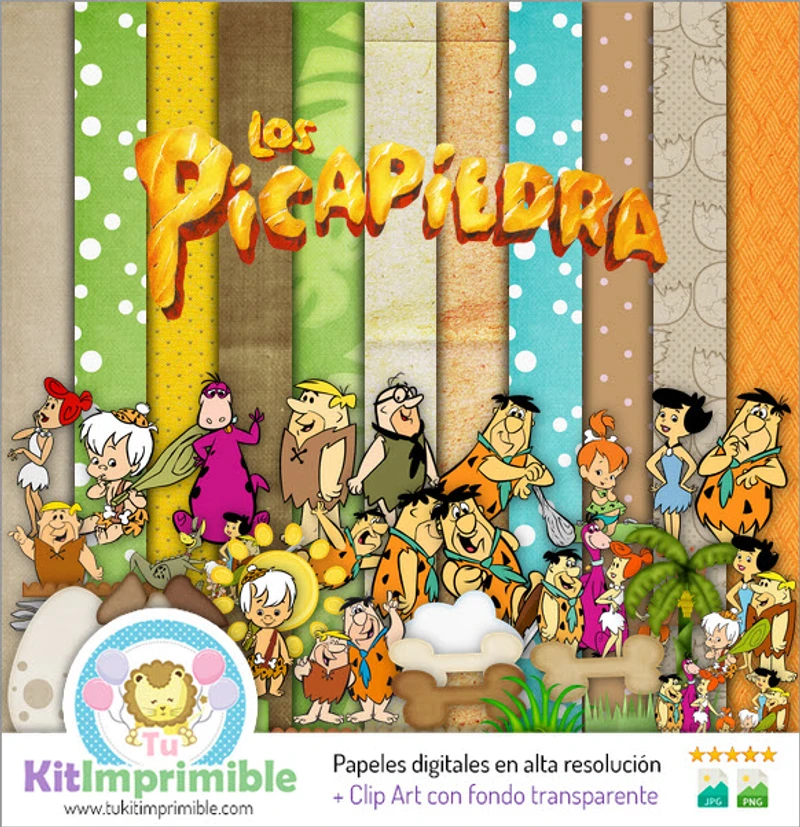 Kit de fundo decorativo digital Os Flintstones - M2