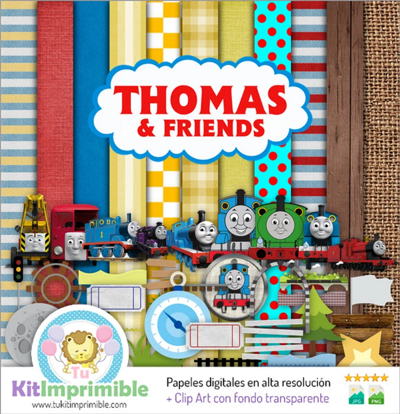 Kit de fundo decorativo digital Thomas e Seus Amigos - M2