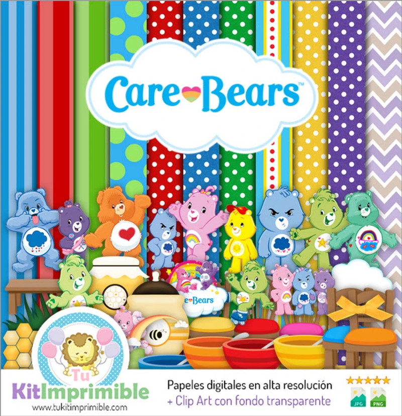 Kit de fundo decorativo digital Ursinhos Carinhosos - M2