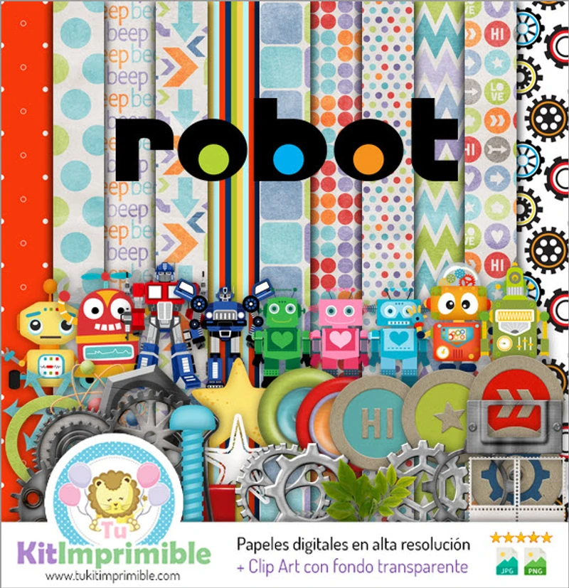 Kit de fundo decorativo para festa com robôs digitais - M2