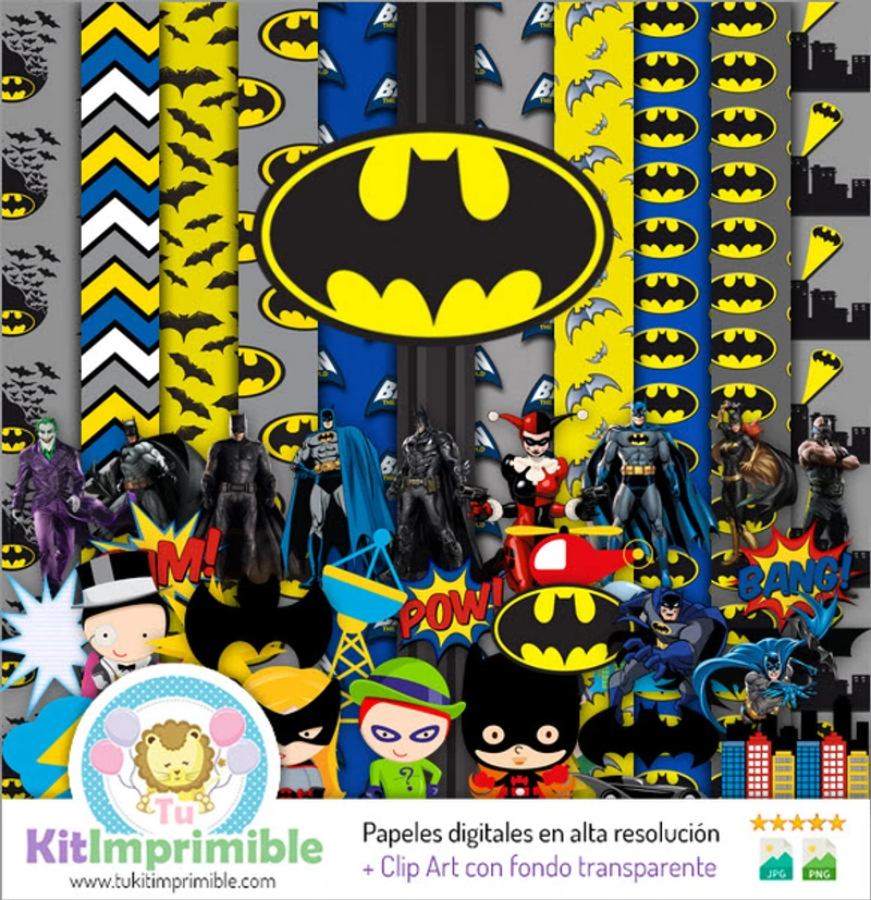 Kit de fundo digital para festa Batman - M2