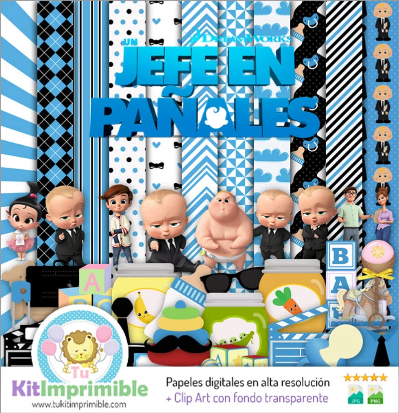 Kit de fundo digital para festa Boss Baby - M2