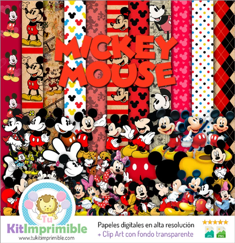 Kit de fundo digital para festa do Mickey Mouse - M2