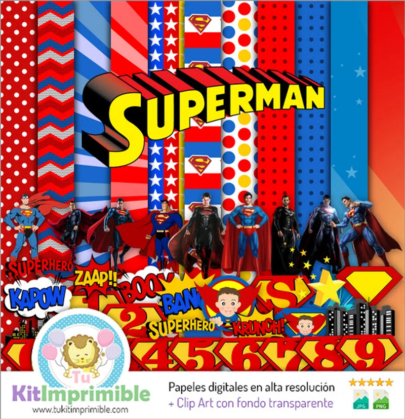 Kit de fundo digital para festa do Superman - M2