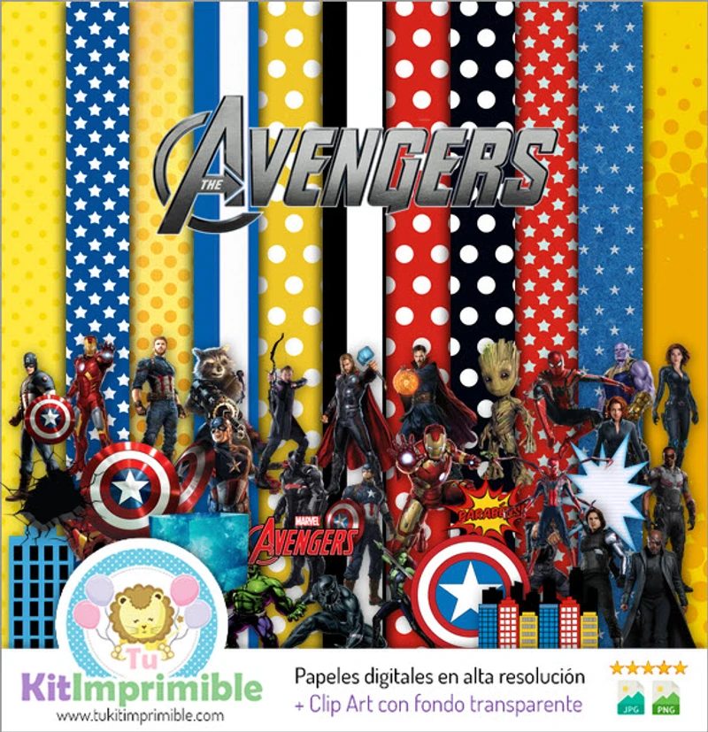 Kit de fundo digital para festa dos Vingadores - M2