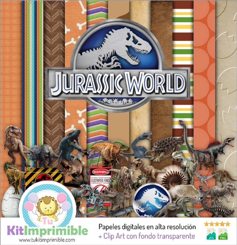 Kit de fundo digital para festa Jurassic World - M2