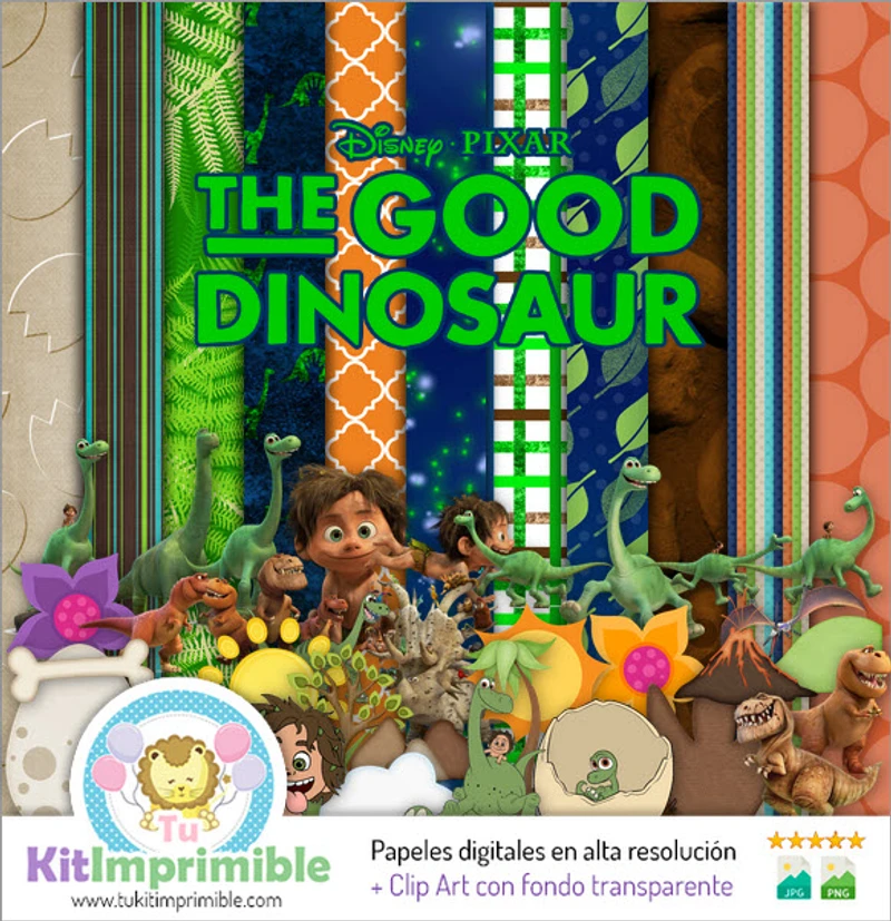 Kit de fundo digital para festa O Bom Dinossauro - M2